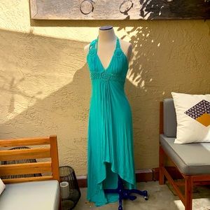 Sky hi lo halter dress